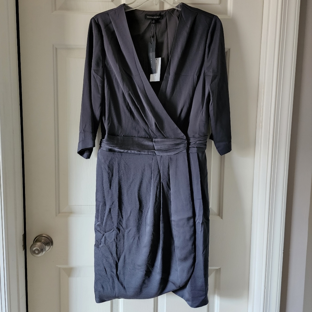 Banana Republic Wrap-style dark silver dress